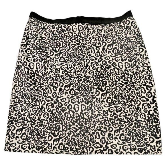 Ann Taylor Black/White Leopard Print Lined Skirt SIZE-10 - Picture 1 of 6
